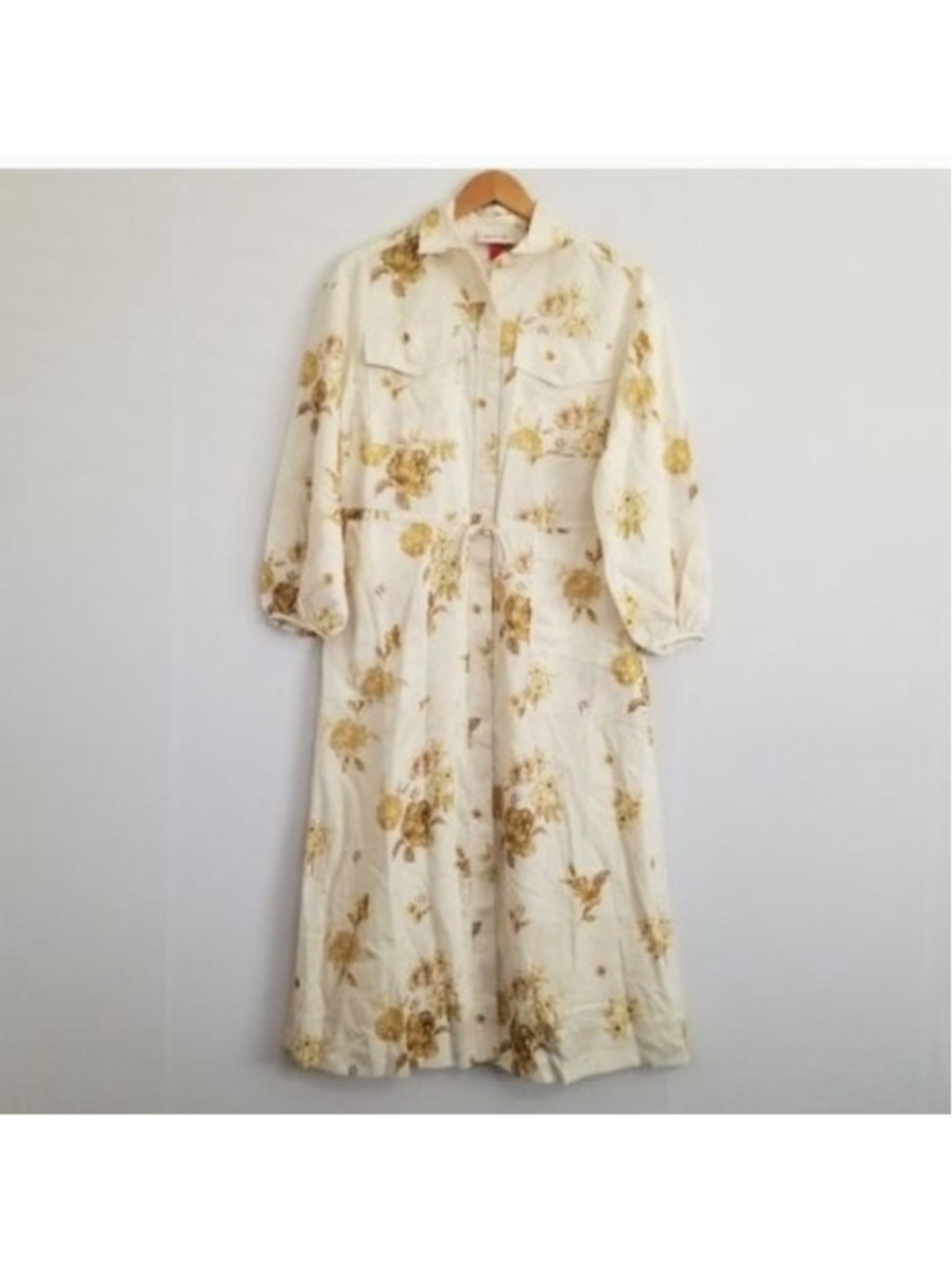 Woolrich Off-White & Brown Floral Midi Dress S